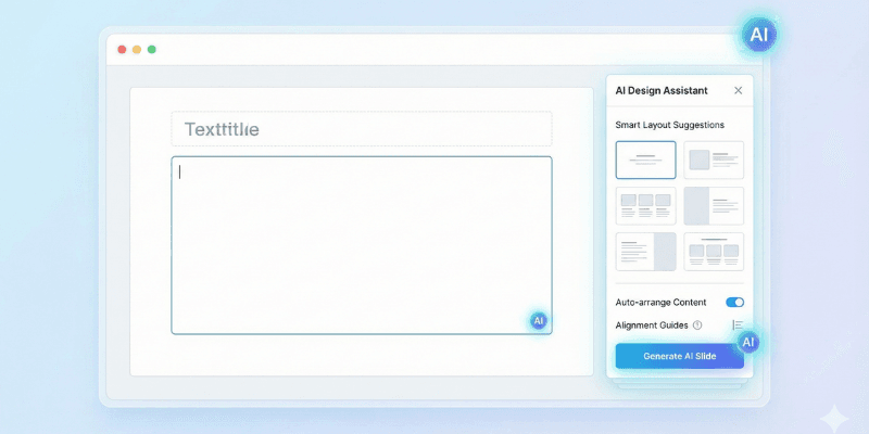 "Beautiful.ai smart AI template system automatically formatting slide layouts in 2025."