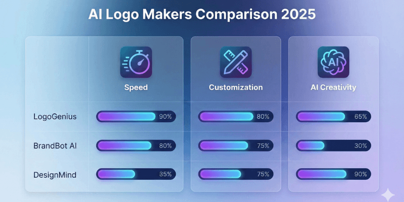 AI logo makers comparison chart 2025 – best logo maker tools performance overview