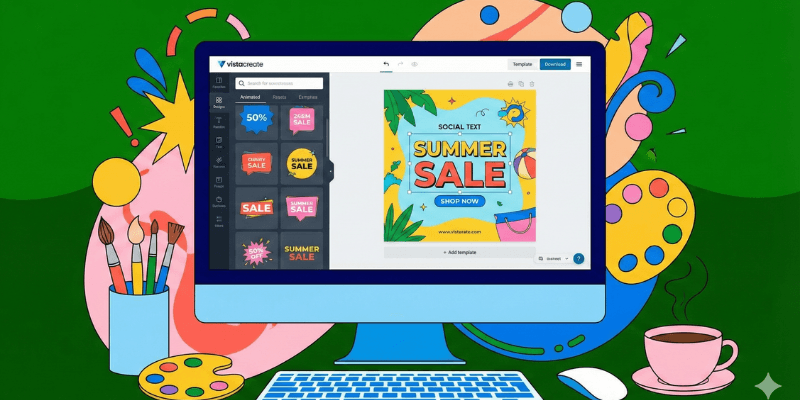 VistaCreate dashboard displaying animated social media post templates