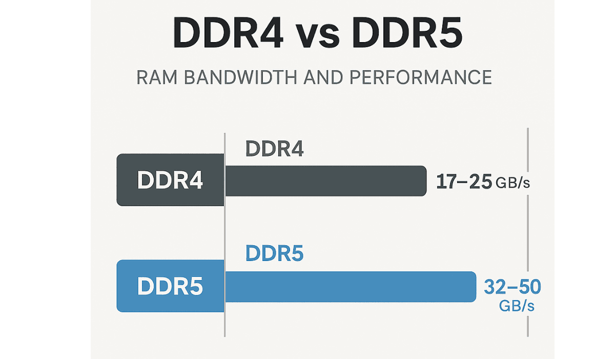 DDR4 and DDR5 RAM modules side-by-side for laptop memory comparison