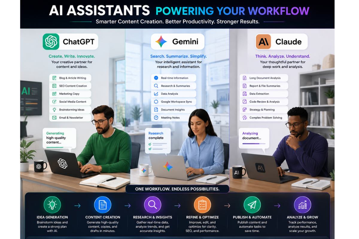 AI content creation and productivity workflow comparison