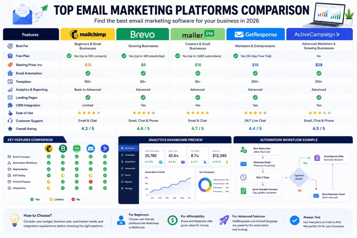 email marketing software comparison infographic