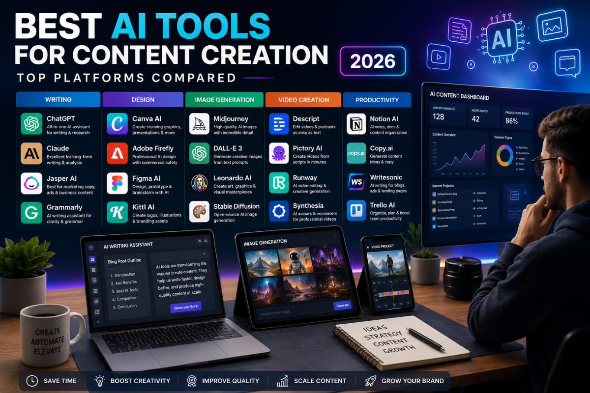 best AI tools for content creation dashboard comparison